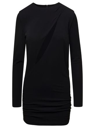 Versace Black Fitted Minidress With Cut-Out Detail In Viscose Woman
