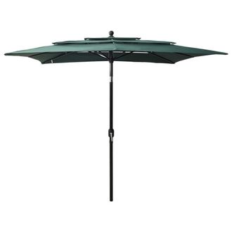 Berkfield Home 3-Tier Parasol with Aluminium Pole Green 2.5x2.5 m