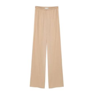Forte_Forte Wide Trousers, female, Beige, Size: M Elastic-Waist Satin-Back Trousers
