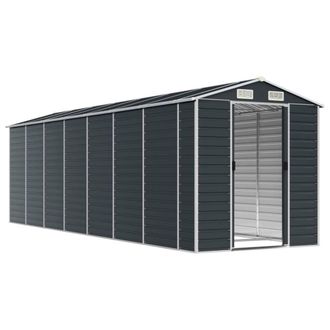 Berkfield Home Garden Shed Anthracite 191x640x198 cm Galvanised Steel in Charcoal | Size: 191 x 640 x 198 cm