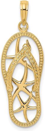 Diamond2Deal 14k Gold Multi Starfish Flip-Flop Charm