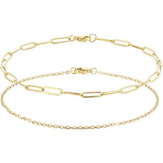 Adornia Set of 2 18K Gold Plated Chain Anklets at Nordstrom Rack