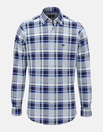 Fynch-Hatton Mens Colorful Combi Check Shirt Navy - Checkered - Size: 44/Regular
