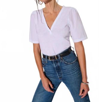 Nation Ltd Joelene V Neck Short Sleeve Top In White