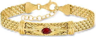 Ross-Simons Garnet Filigree Bracelet in 18kt Gold Over Sterling