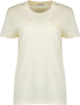 Moncler T-shirt met Geborduurd Logo - Dames - T-shirts - Wit - L - Katoen - Tops