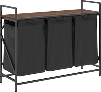 vidaXL Laundry Basket 3 Compartments with Shelf Brown Oak Vidaxl