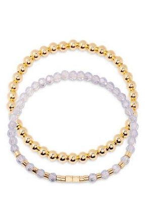 Brook & York Makenna Set of 2 Birthstone Beaded Stretch Bracelets in Gold at Nordstrom Rack