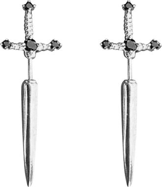 Generic Show Temperament Delicate Zircon Earrings Gothic Crystal Earring Restoring Ancient Ways Drip (Black, One Size)