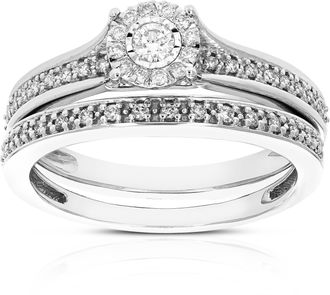 Vir Jewels 1/3 cttw Round Cut Lab Grown Diamond Bridal Set.925 Sterling Silver Prong Set