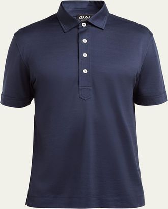 Ermenegildo Zegna Mens Leggerissimo Cotton and Silk Polo Shirt