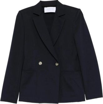 Harris Wharf London Double-Breasted Jas - Dames - Blazers - Zwart - XS - Leer - Jassen