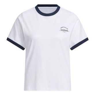 adidas (WMNS) adidas Verbiage T-Shirt Asia Sizing White Black JC8708