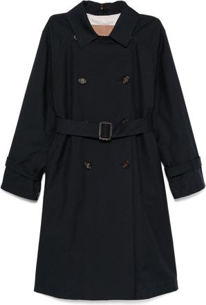 Max Mara Navy Blue Gabardine-weave Trench Coat