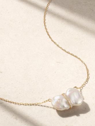 JiaJia Collana In Oro 14 Carati Con Perle E Diamanti Ocean - Bianco