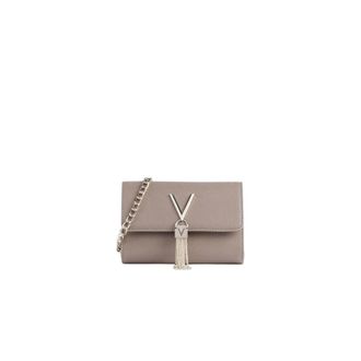 Valentino Tassen, Dames, Grijs, ONE Size, Stijlvolle Grijze Schoudertas met Knoopsluiting