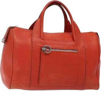 Ferragamo Tweedehands leren handtassen - Dames - Vintage Handtas - Oranje - ONE Size - Leer - Vintage