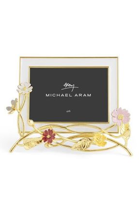 Michael Aram Wildflowers Enamel White 4 x 6-Inch Picture Frame in White Gold at Nordstrom, Size 4X6