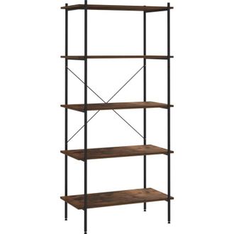vidaXL 5-Tier Shelving Unit Black and Dark Wood 80x40x163 cm Vidaxl