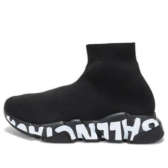 Balenciaga (WMNS) Balenciaga Speed Graffiti Sneakers Black Knit White Graffiti Sole Unit 605942W2DB71006