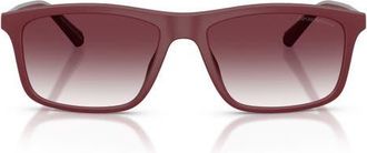 Emporio Armani 57mm Gradient Pillow Sunglasses in Matte Bordeaux /Clear Violet at Nordstrom