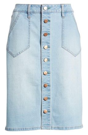 1822 Denim Button Front Denim Skirt in Colette at Nordstrom, Size 14
