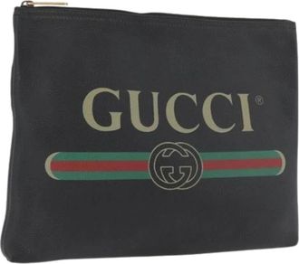 Gucci Pre-owned Vintage Clutch - Dames - Vintage Clutch - Zwart - ONE Size - Leer - Vintage