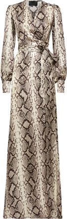 Philipp Plein Python Silk Print Long Dress