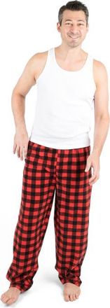 Leveret Mens Fleece Printed Holiday Pajama Pants in Plaid Black & Red at Nordstrom, Size Xx-Large
