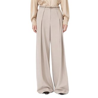 Max Mara High-Waist Wide-Leg Wool Trousers - Beige
