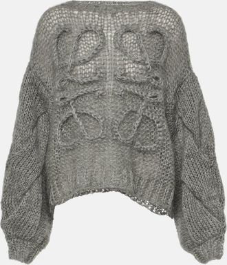 Loewe Anagram open-knit mohair-blend sweater
