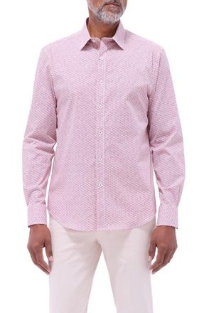 Bugatchi Julian OoohCotton Abstract Button-Up Shirt in Chili at Nordstrom, Size Xxx-Large