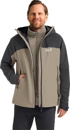 Jack Wolfskin 3-in-1-Funktionsjacke JACK WOLFSKIN, Herren, Gr. XXL, linen, Obermaterial: 100% Polyester, normal, Jacken 3-in-1-Funktionsjacke, 3in1, wasserdicht, &Uuml;b