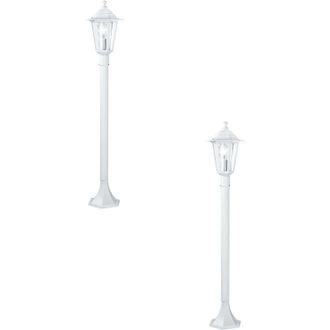 Loops 2 PACK IP44 Outdoor Bollard Light White Aluminium Lantern 60W E27 Lamp Post