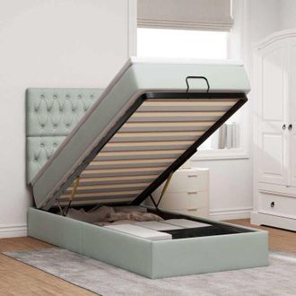 vidaXL Estructura Cama Otomana Colchones Gris Claro 80x200cm Vidaxl