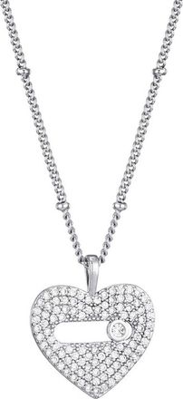 Adornia Adornia Silver Plated Cz Heart Necklace