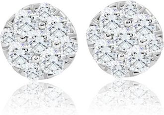 Pompeii3 1/2Ct TW Round Cut Diamond Pave Studs Lab Grown 10k Yellow Gold Earrings