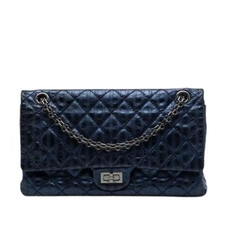 Chanel Pre-owned Vintage Double Flap Shoulder Bag - Dames - Pre-owned - Blauw - Maat: ONE Size Leer