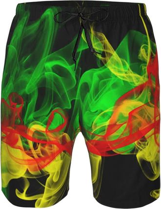 AOOEDM Mens Jamaican Quick Dry Board Shorts with Mesh Lining Breathable Fit Beach Shorts Swimwear