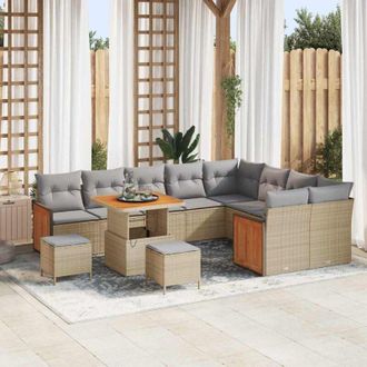 vidaXL Conjunto De Sof&aacute; De Jard&iacute;n Con Coj&iacute;n 12 Pcs Beige Y Gris Claro Vidaxl