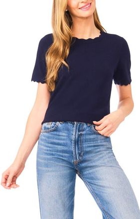 CeCe by Cynthia Steffe Scallop Neck Sweater in Classic Navy at Nordstrom, Size Xx-Large