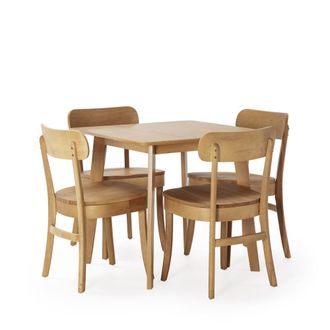 HOMN Juego de mesa 80x80 cm y 4 sillas de comedor color roble