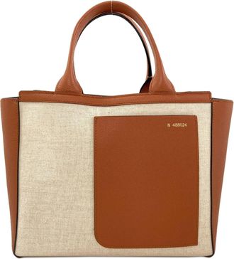 Valextra Brown Canvas Leather Shopping Bag Tote Bag (Pre-Owned)