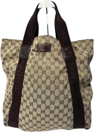 Gucci Pre-owned Tote Bag - Dames - Vintage Shopper - Beige - ONE Size - Katoen - Vintage
