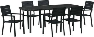 vidaXL Garden Dining Set 7 pcs Black Powder-Coated Steel vidaXL