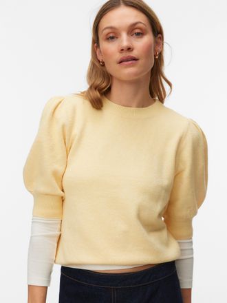 Vero Moda VMDOFFY 2/4 O-NECK PULLOVER GA NOOS mit kurzen Puff&auml;rmeln