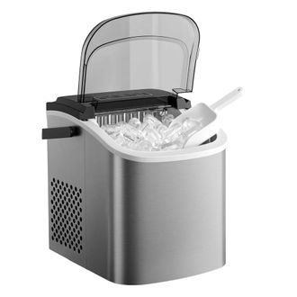 Songmics M&aacute;quina de Hielo Autolimpiante Port&aacute;til Gris Plateado