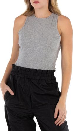 Tibi Ladies Heather Grey Crewneck Racerback Bodysuit, Size Small