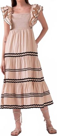 Celina Moon Janine Midi Dress In Beige Bliss