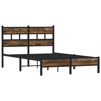 Berkfield Home Elegant Bed Frame without Mattress with Headboard Sonoma Oak 120x in Brown | Size: Small Double